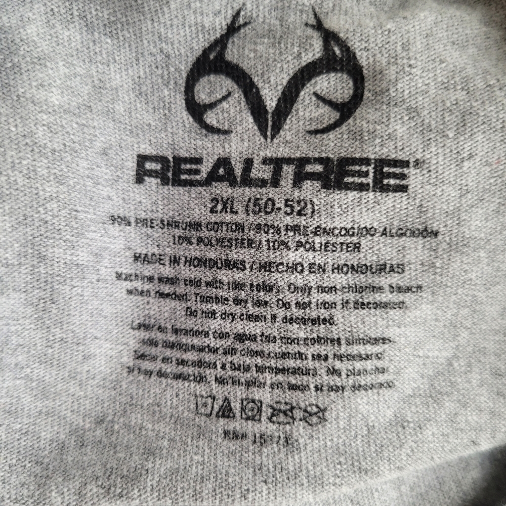 Realtree Long Sleeve gray Tee Shirt American Flag and Antlers Size 2XL - Picture 4 of 4